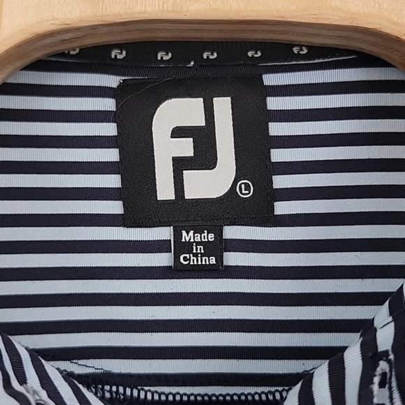 FootJoy Men's Large Blue Striped Polo Shirt - Picture 4 of 7